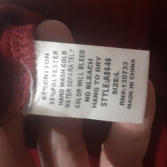 Umgee Red Baby Doll Dress Empire Waist Off the Shoulder Lace Maroon Peasant L - Picture 11 of 13